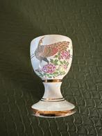 Vintage eierdopje met pauw en bloemen, Ophalen of Verzenden