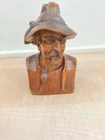 Houten buste van man met pijp, Antiek en Kunst, Kunst | Beelden en Houtsnijwerken, Ophalen