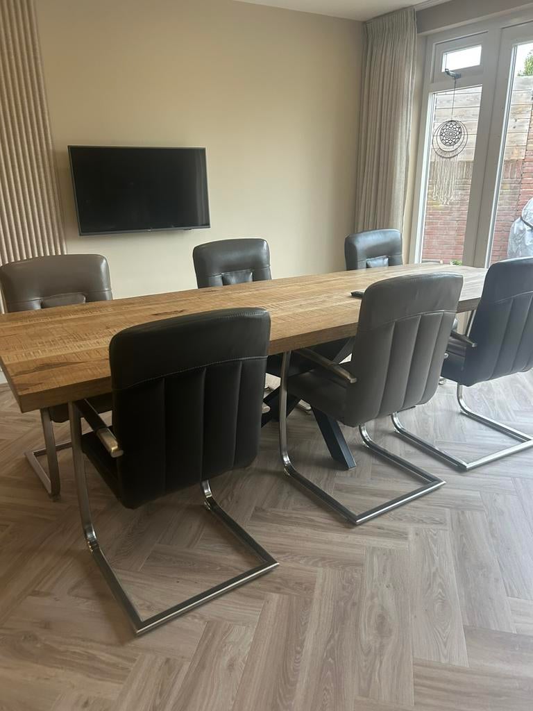 Leren stoelen van het merk henders en hazel, Huis en Inrichting, Stoelen, Ophalen, Gebruikt, Zwart, Leer