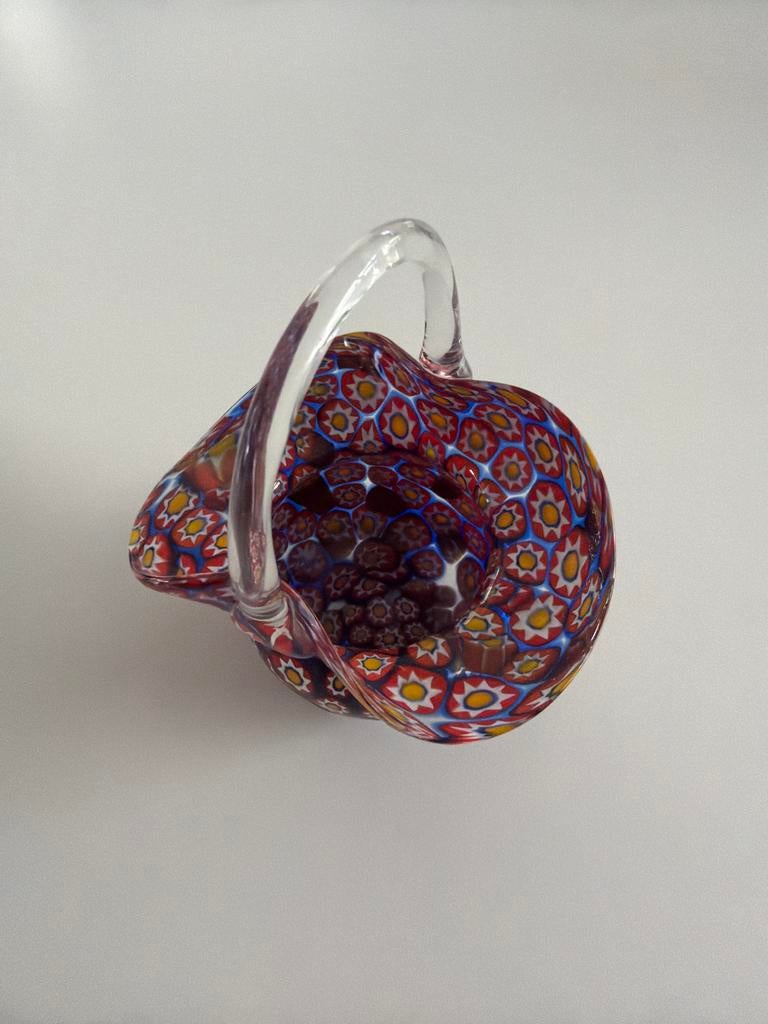 Millefiori Mandje Murano Glas - Vintage Kunstglas, Ophalen of Verzenden