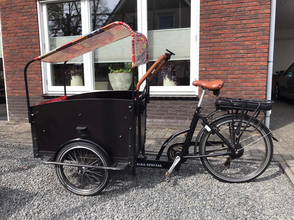 Elektrische Troy Vogue Bakfiets, 4 kinderen of meer, Huif, Zo goed als nieuw, Ophalen