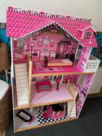 Groot roze poppenhuis met meubels, Ophalen, Gebruikt, Poppenhuis