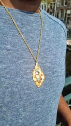 Gouden hanger met edelstenen - Uniek en handgemaakt, Overige materialen, Nieuw, Ophalen of Verzenden, Met edelsteen