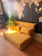 Mosterdkleurige slaapbank, Huis en Inrichting, Ophalen, Gebruikt, Overige kleuren, Tweepersoons
