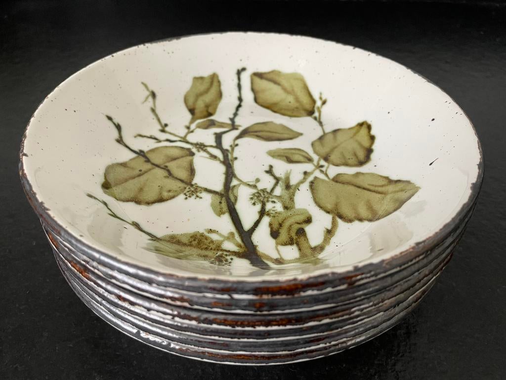 6 Wedgwood Greenleaves Midwinter Soep-Borden Schaaltjes, Ophalen of Verzenden, Zo goed als nieuw, Bord(en), Wedgwood