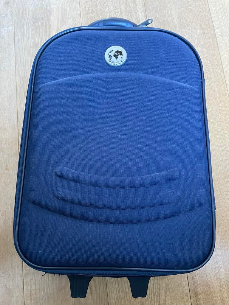 Reiskoffertje vliegtuig 55x35x19 blauw koffer handbagage 15e, 50 tot 60 cm, Hard kunststof, Ophalen of Verzenden, Zo goed als nieuw