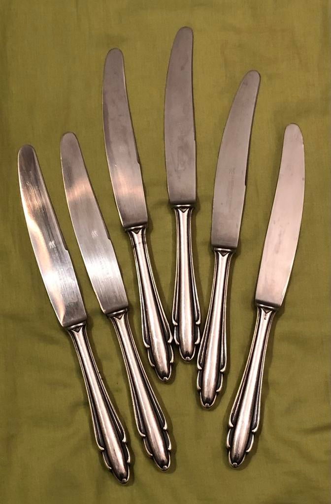 6x Verzilverde messen J.A. Henckels Solingen Zwillingswerk, Antiek en Kunst, Antiek | Bestek, Ophalen of Verzenden