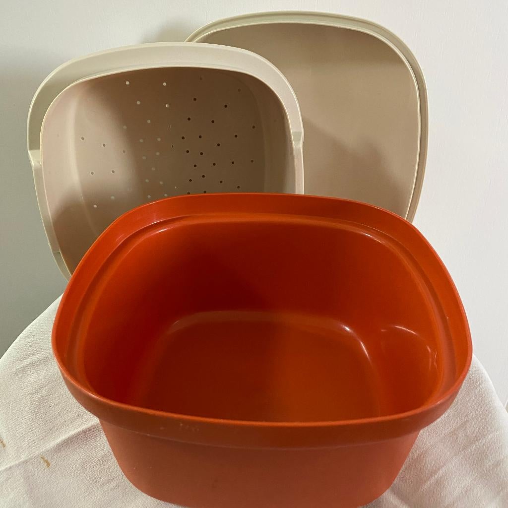 Tupperware Serveerwonder 3 delig Vintage, Huis en Inrichting, Keuken | Tupperware, Ophalen, Gebruikt, Oranje, Overige typen
