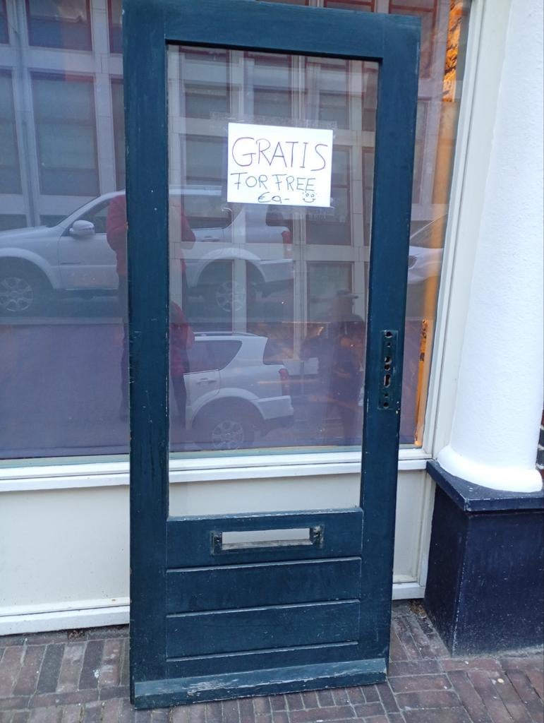 Hardhout voordeur Gratis! 81,5 x 2mtr, Ophalen, 80 tot 100 cm, Buitendeur, 200 tot 215 cm