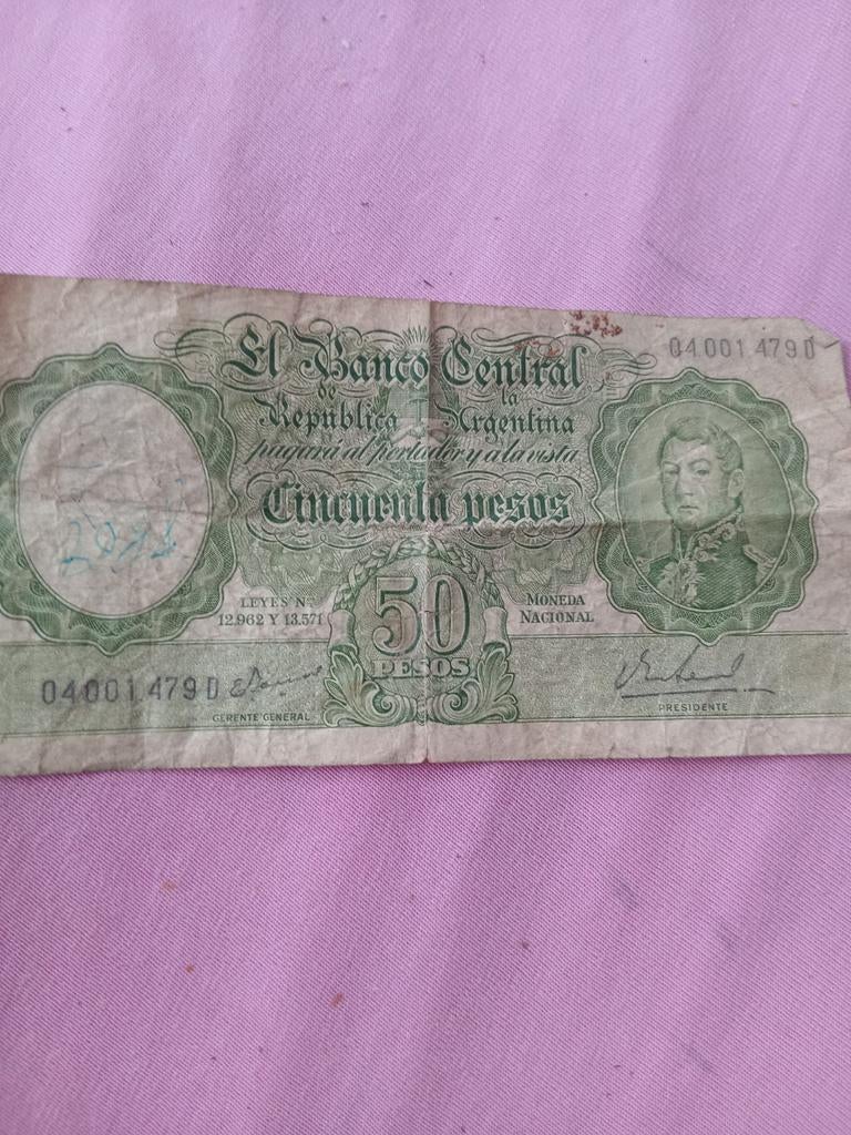 Argentijns biljet 50 pesos (oud), Postzegels en Munten, Bankbiljetten | Amerika, Ophalen of Verzenden, Zuid-Amerika, Los biljet