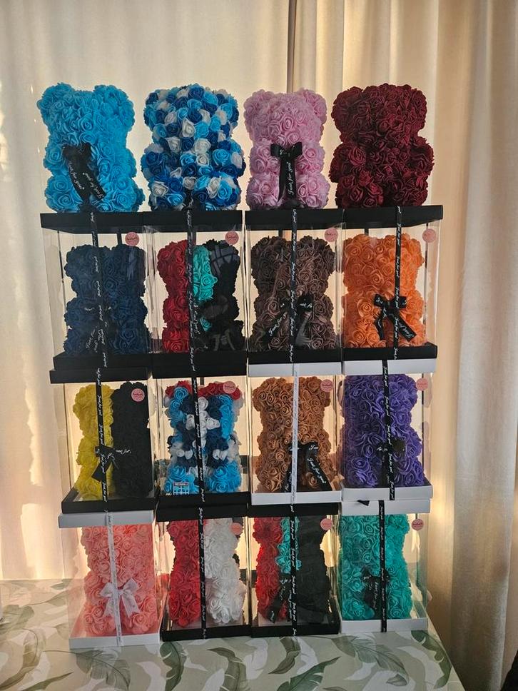 Nieuwe rozenberen #handmade # €7,50 per stuk, Verzamelen, Beren en Cherished Teddies, Nieuw, Stoffen beer, Overige merken, Ophalen of Verzenden