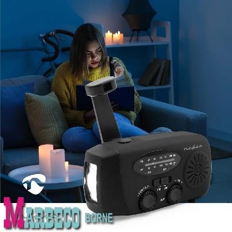 FM en AM, Noodradio, Handslinger, Solar, USB-C, Analoog, Nedis, Overige typen, Nieuw, Info@marbeco.nl