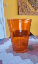 Mooie grote oranje glazen vaas, Ophalen, Oranje, Minder dan 50 cm, Glas