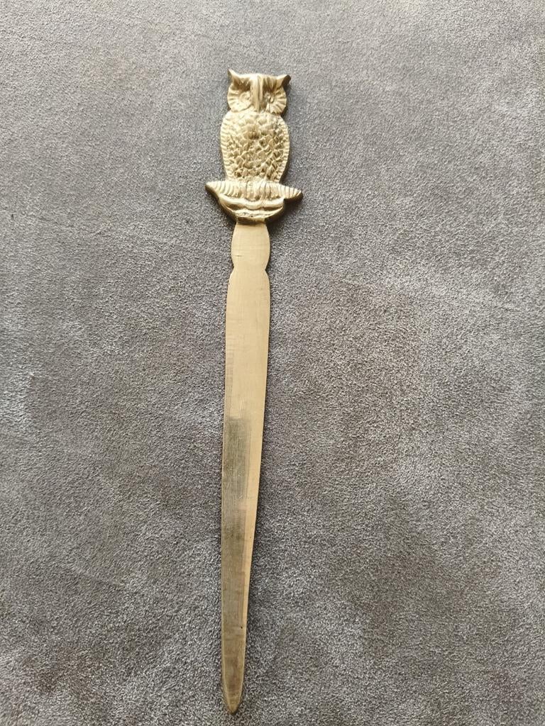 Vintage Koperen Briefopener met Uil - Messing, Antiek en Kunst, Ophalen of Verzenden