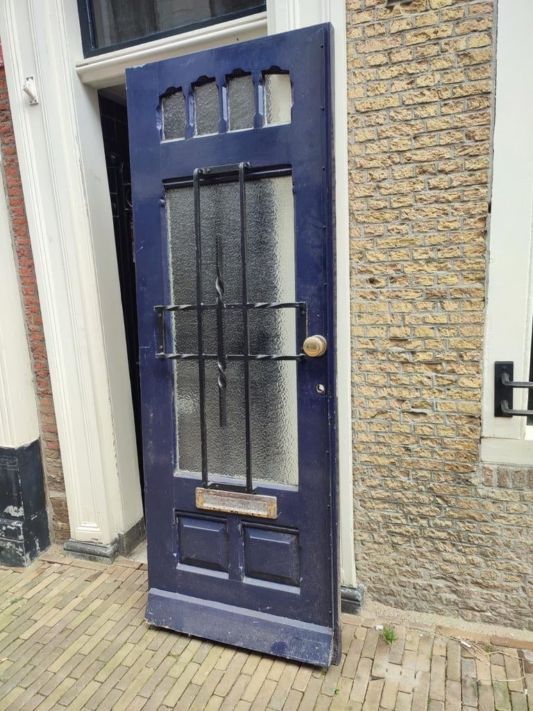 Jaren 20/30 art deco Voordeur met dubbelglas, Ophalen, Gebruikt, Buitendeur, 200 tot 215 cm