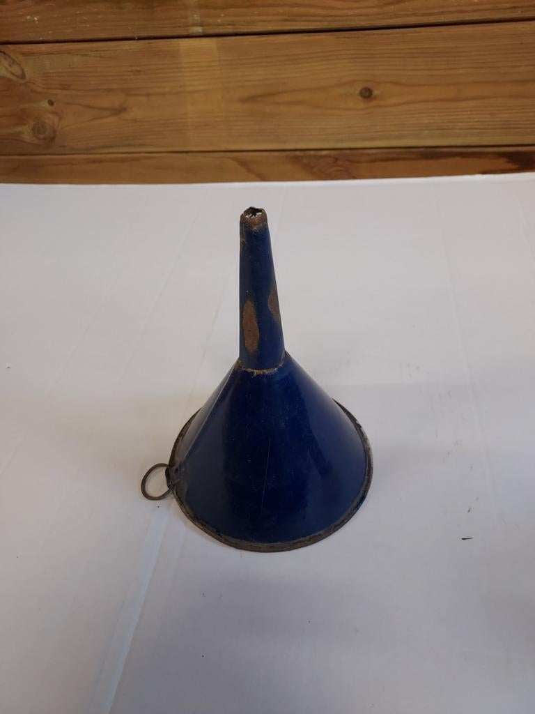 Oude kleine emaille trechter (blauw/wit), Antiek en Kunst, Ophalen of Verzenden