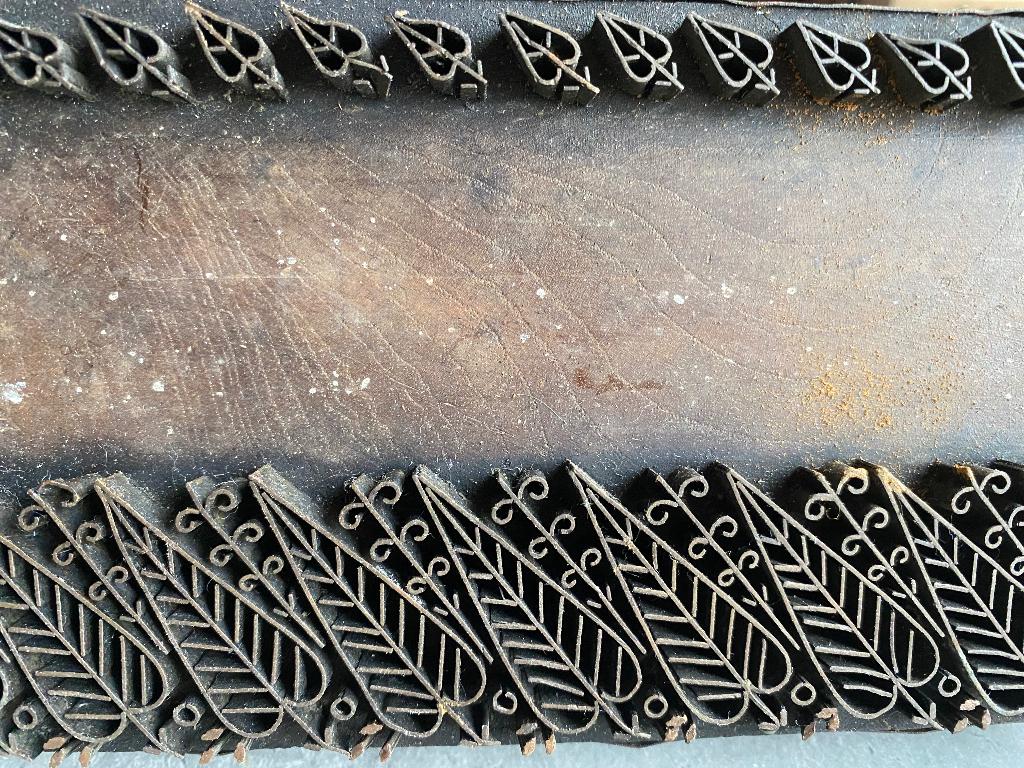 Batik stempel, metaal op hout, op voet, Ophalen of Verzenden