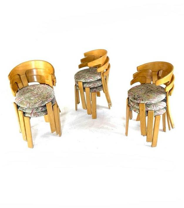 9x Bruno Rey stoel model 33, Kusch & Co ‘70 (stukprijs), Ophalen of Verzenden, Zo goed als nieuw, Stof, Vijf, Zes of meer stoelen