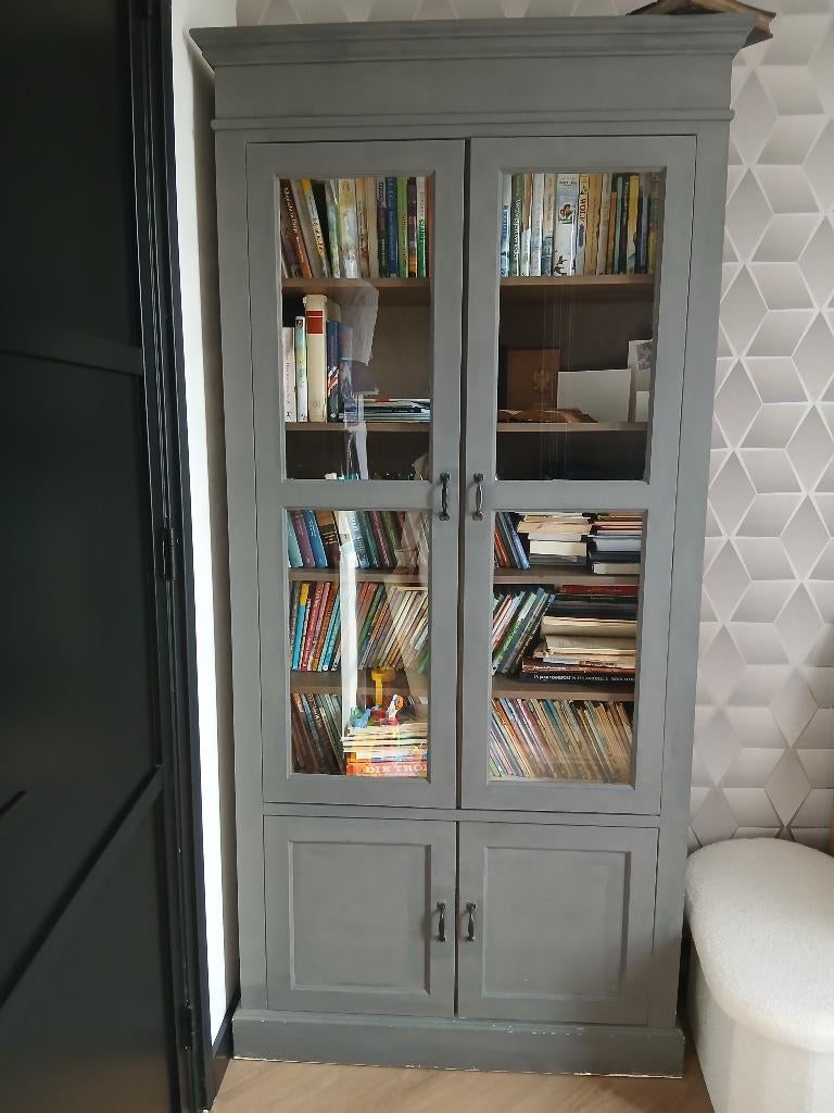 Mooie servies/boekenkast, Met deur(en), 150 tot 200 cm, 25 tot 50 cm, Overige houtsoorten