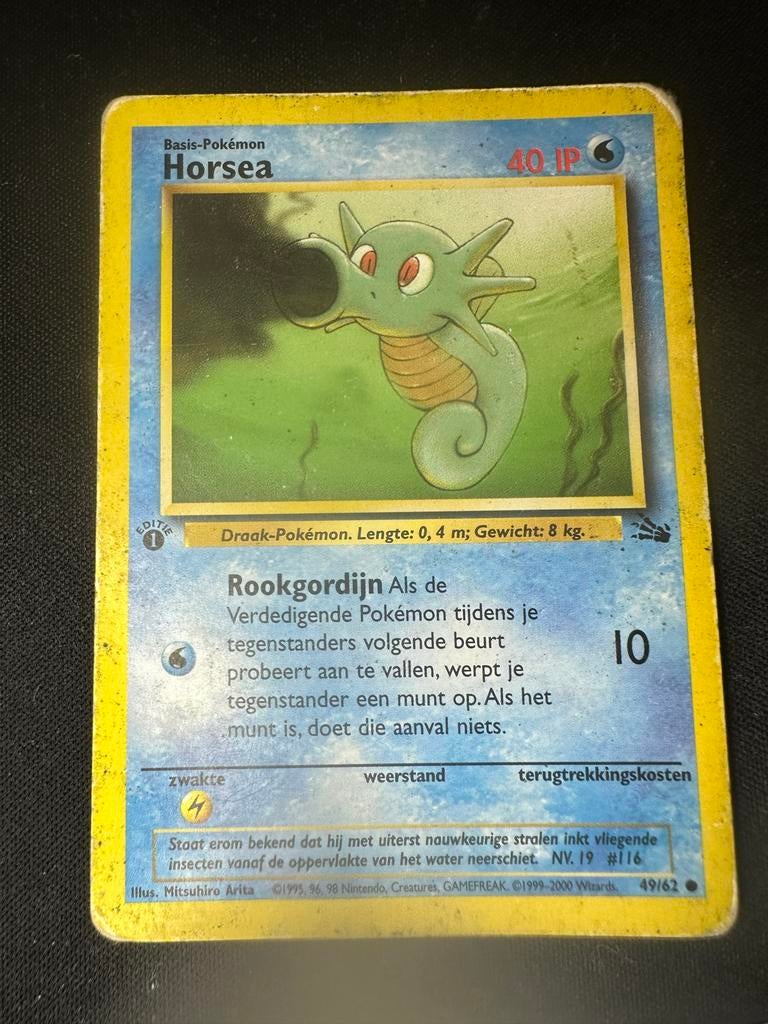 Horsea Fossil 49/62 1st / First Edition, Ophalen of Verzenden, Gebruikt, Losse kaart