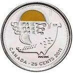 Canada - 25 cent 2011 - Color Falcon circulated!, Verzenden, Noord-Amerika, Losse munt