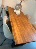 Eettafel boomstam teak met metaal zgan, Huis en Inrichting, Tafels | Eettafels, Ophalen, Industrieel landelijk, Zo goed als nieuw