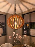2 Houten Ronde Hanglampen - Eettafel/Veranda (50x50cm), Huis en Inrichting, Ophalen, Gebruikt, Hout, 50 tot 75 cm
