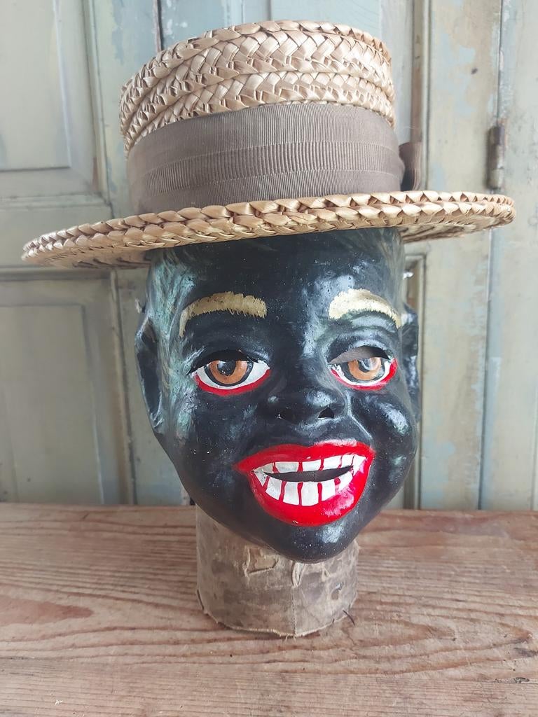 Oud Frans masker papiermache, matelot, pruikenhoofd, Ophalen of Verzenden