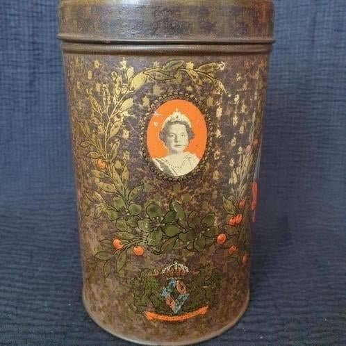 Vintage Herdenkingsblik Blik Geboorte Beatrix 1938, Ophalen of Verzenden, Gebruikt, Nederland, Servies