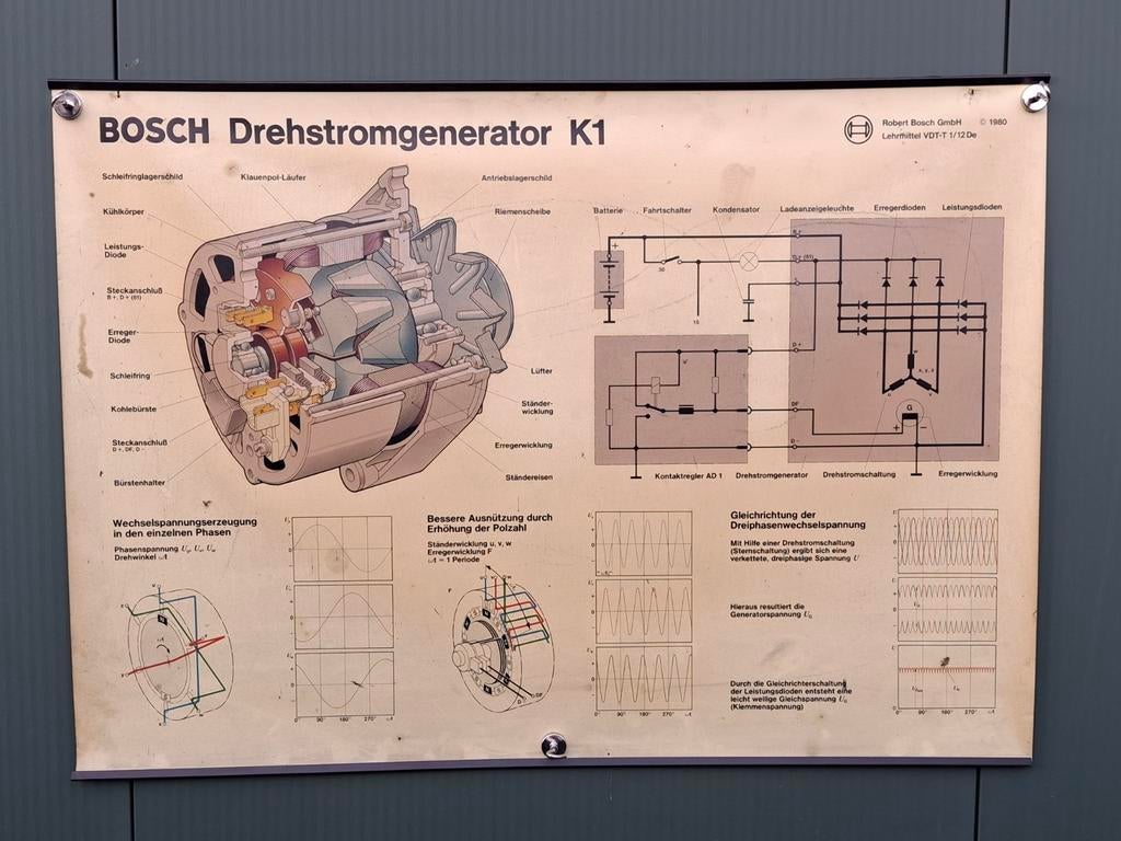 Bosch Drehstromgenerator K1 poster / leermiddel school, Ophalen of Verzenden, Midden-Oosten