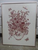 Geborduurd schilderij boeket bloemen borduurwerk, Minder dan 50 cm, Gebruikt, Ophalen of Verzenden, Schilderij