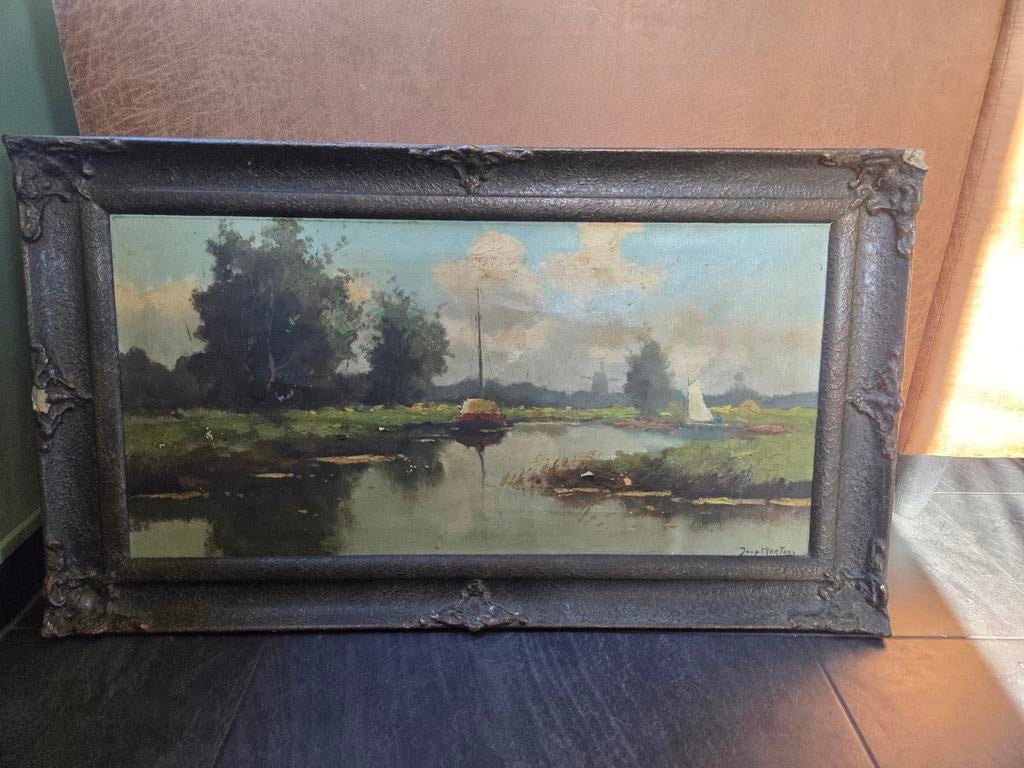 Oud schilderij van Joop Meertens - Uniek Hollands landschap, Antiek en Kunst, Kunst | Schilderijen | Klassiek, Ophalen