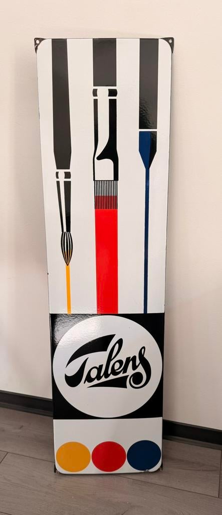 Groot emaille reclame bord Talens verf reclamebord, Ophalen, Zo goed als nieuw, Reclamebord