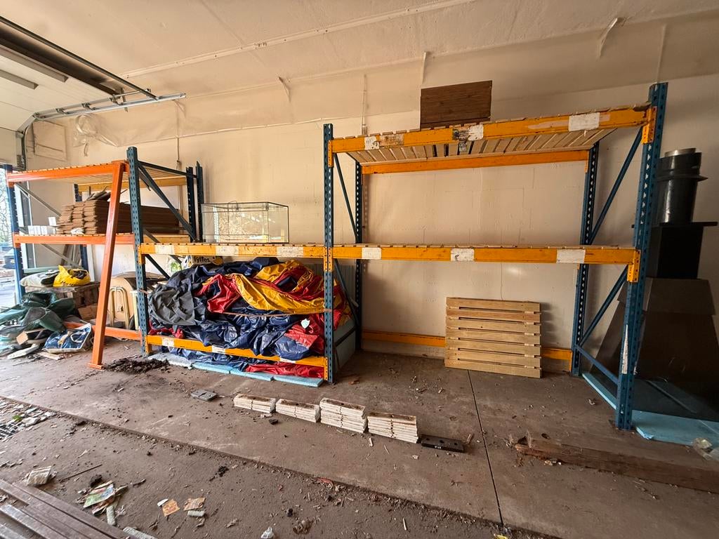 Palletstellingen stellingen met vlonders 14.3 meter., Zakelijke goederen, Kantoor en Winkelinrichting | Magazijn, Stelling en Opslag