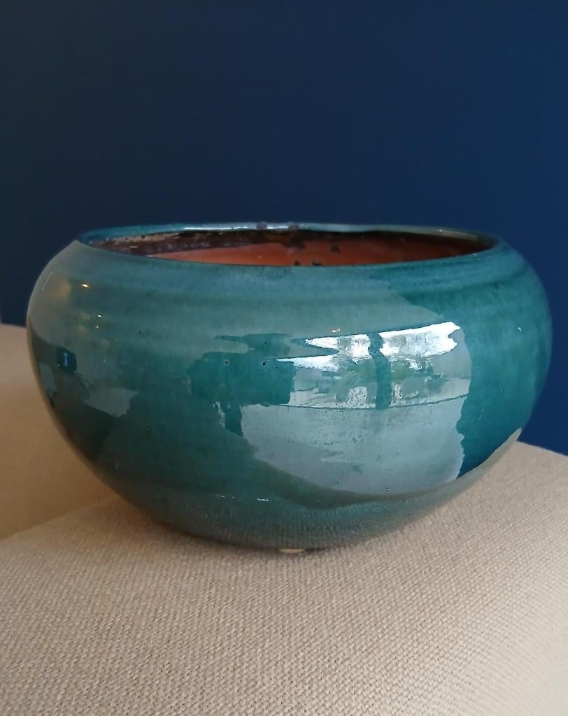 Bloempot (binnen) geglazuurd, Rond, Binnen, Ophalen of Verzenden, Zo goed als nieuw