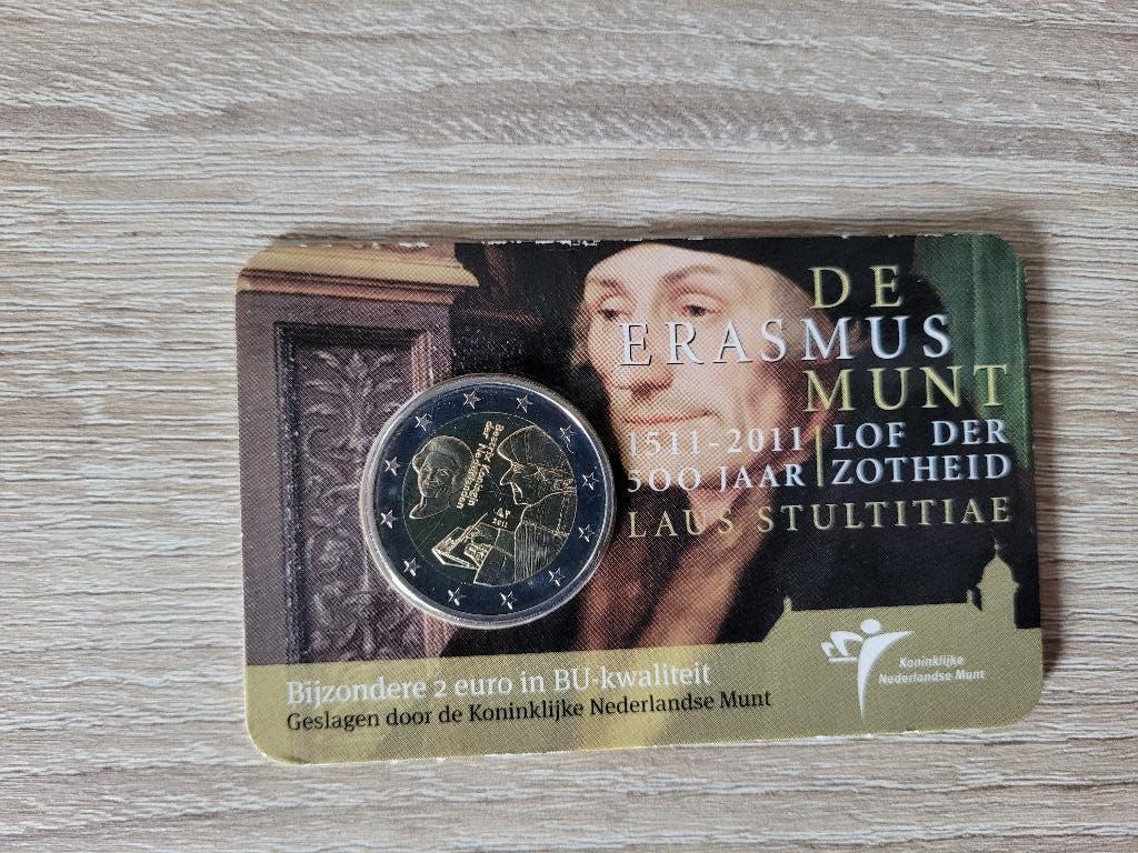 2 Euro 2011 Coincard Erasmus BU, Postzegels en Munten, Munten | Nederland, Ophalen, Koningin Beatrix, Euro's, Losse munt