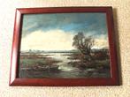 H.C. Kranenburg [1917-1997] "Landschap aan watertje", Minder dan 50 cm, Oorspronkelijke maker, Ophalen of Verzenden, Zo goed als nieuw