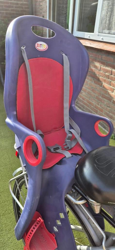 Zutto Fietsstoeltje Achter - Paars/Rood met Gordel, Ophalen, Achterzitje, 9 t/m 18 kg, Zutto