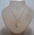 Zilveren verstelbare ketting met hart hanger nr.2404, Sieraden, Tassen en Uiterlijk, Kettingen, Verstelbaar, Verzenden, Zo goed als nieuw