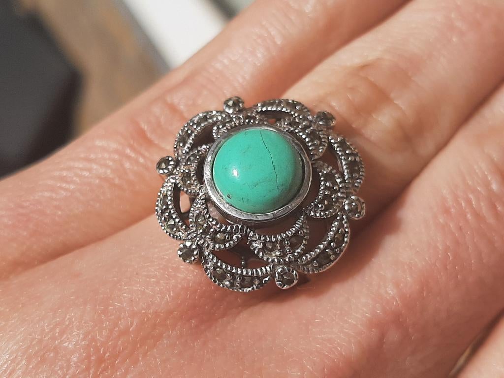 Vanoli 925 zilveren ring turquoise markasiet maat 16,25, Vanoli, Blauw, Amsterdam, Nieuw