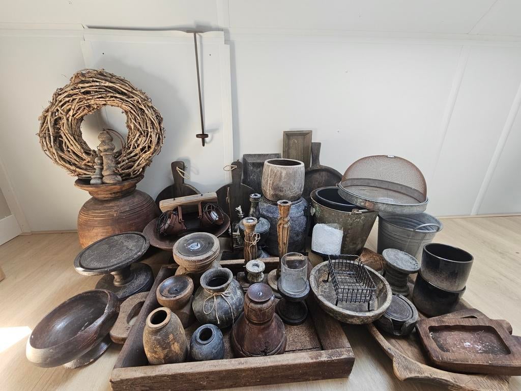 Set sober landelijke woonccessoires, oud hout, Ophalen, Zo goed als nieuw