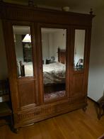 Antieke houten set kledingkast + bed + commode, Ophalen