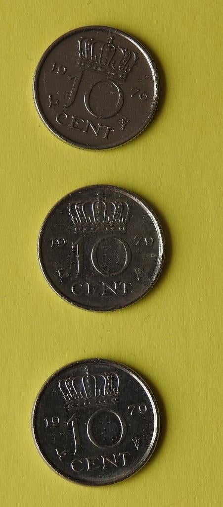 3 dubbeltjes jaren 1970, Postzegels en Munten, Munten | Nederland, Verzenden, Koningin Juliana, 10 cent, Setje