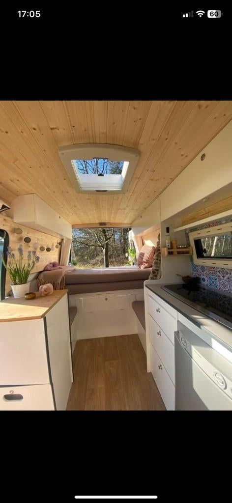 Fiat Ducato 2.3JTD zelfbouw Campertje uit 2003, Caravans en Kamperen, Campers, Chemisch toilet, Buscamper of Camperbus, Dakluik