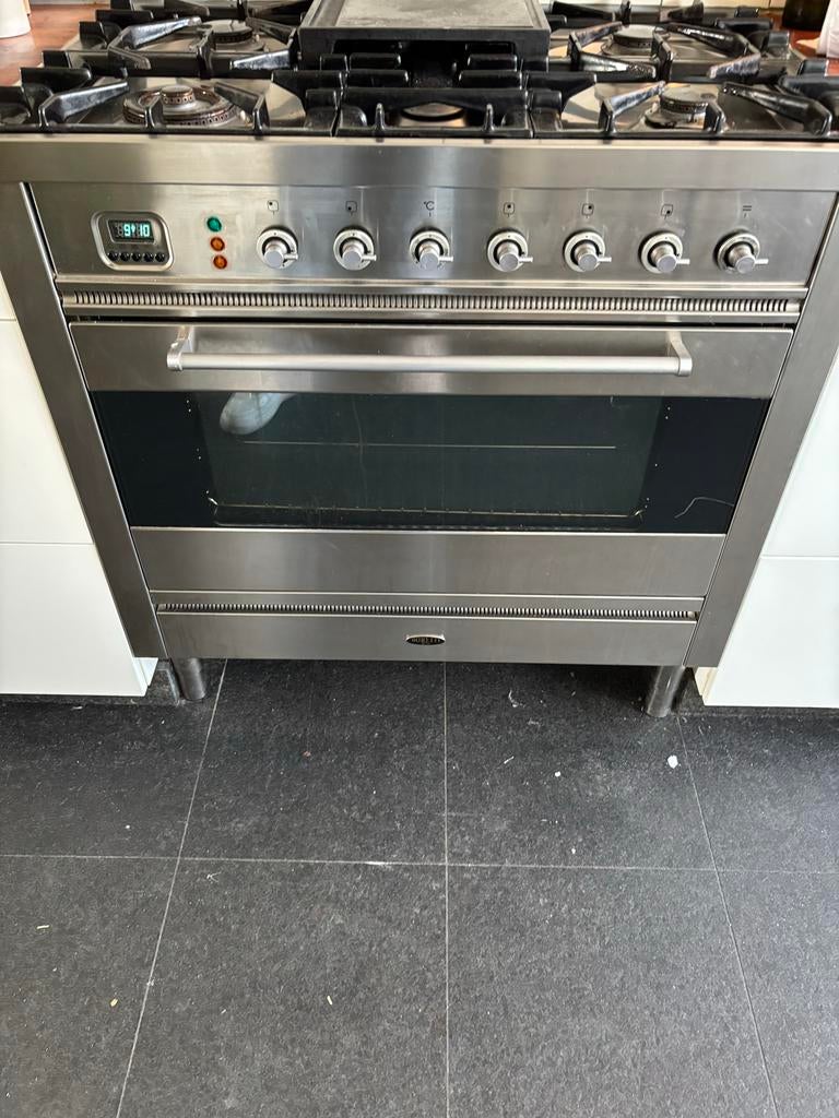 Boretti gasfornuis met oven - RVS, Ophalen, Gebruikt, 60 cm of meer, Grill