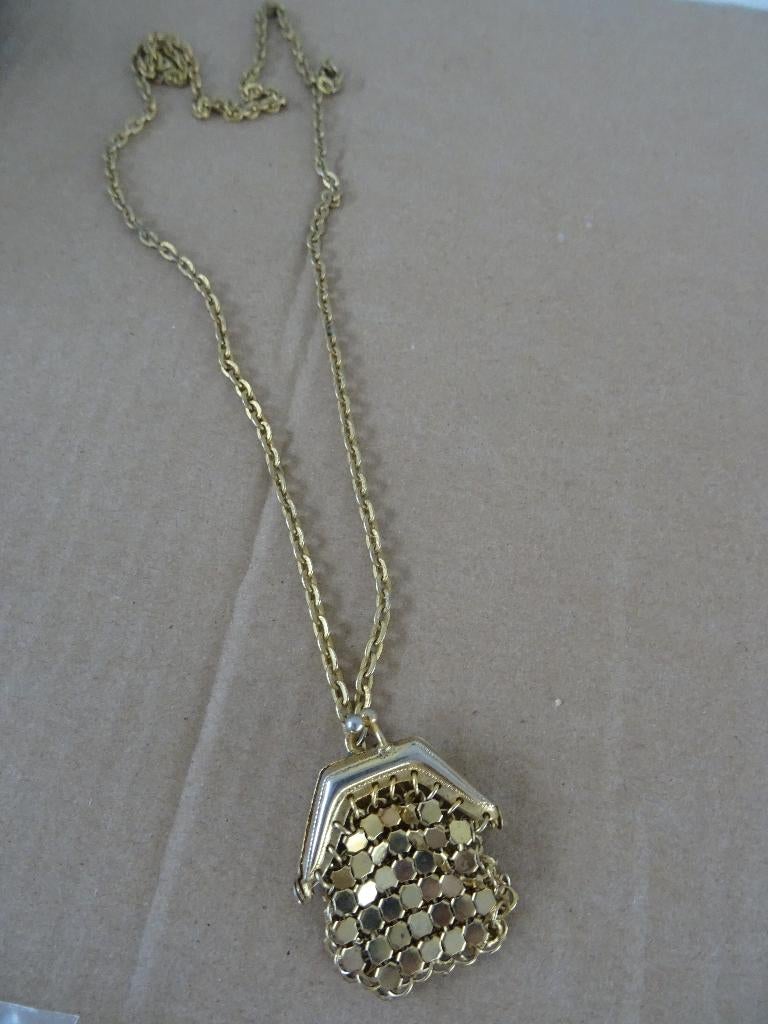 Vintage ketting beursje Paco Rabanne stijl maliënkolder goud, Ophalen of Verzenden, Zo goed als nieuw, Goud, Overige materialen