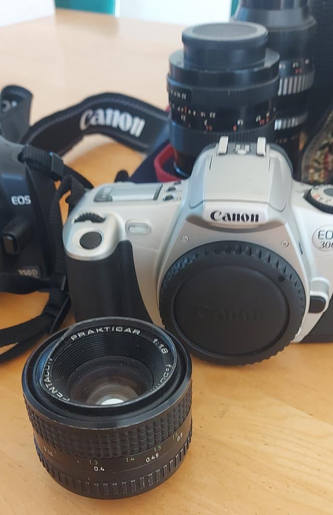 Diverse camera's en lensen, Canon, Praktika, in één koop., Ophalen of Verzenden