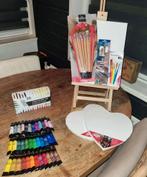 Complete Schilders Set: Ezel, Verf, Kwasten & Doeken, Ophalen of Verzenden, Nieuw, Acrylverf