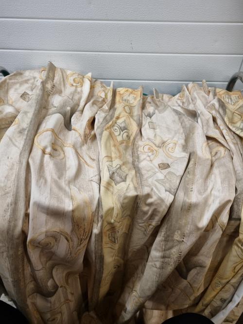 gordijnen 2x met prent grijs creme, Ophalen of Verzenden, 'T Olde Gre-j, Info@toldegrej.nl, Endepoelstraat 20f Didam