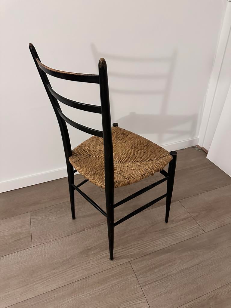 Italiaanse design eetkamerstoel – Gio Ponti Superleggera, Ophalen, Zwart, Eén, Hout